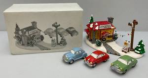 Vintage The Original Snow Village Village Used Car Lot  In Original Box