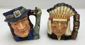 Vintage Small  4 Royal Doulton Toby Mugs Including Gulliver & North American Indian