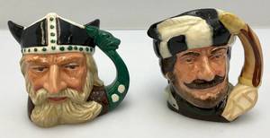 Vintage Small  4 Royal Doulton Toby Mugs Including Viking & The Trapper