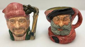 Vintage Small  4 Royal Doulton Toby Mugs Including Fallstaff & The Lumberjack