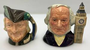 Vintage Small  4 Royal Doulton Toby Mugs Including Robin Hood & John Doulton