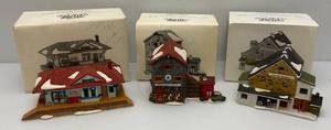 Dept 56 The Heritage Collection (New England Village Series)  Blue Star Ice CO, Jannes Mullet Amish Barn & Weston Train Station (All In Original Boxes)