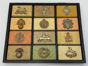 Misc. Vintage British Hat Badges Mounted Display