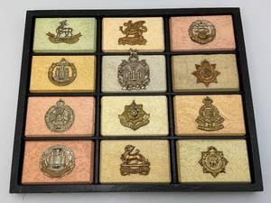 Misc. Vintage British Hat Badges Mounted Display