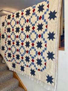 lot 1 image: Large Star Americana Liberty Quilt Project Near Complete