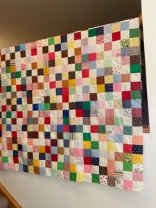 lot 6 image: Large Vintage Counting Squares Patchwork Quilt Project with a Great Start