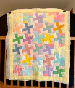 lot 13 image: Vintage Crib Baby Quilt Project wTop Only Quilted