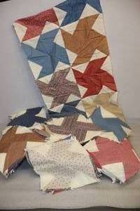 lot 59 image: 72-Block Vintage Quilt Project w9 Squares Waiting for Your Final Touch