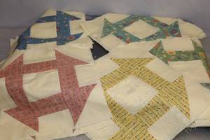 lot 60 image: 30-Block Vintage Quilt Project w12 Squares Waiting for Your Final Touch