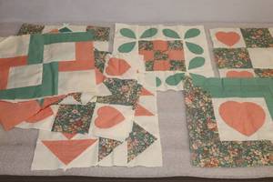 lot 63 image: Vintage Quilt Project wTwelve 12-Inch Squares CompletedJust Waiting for Your Final Touches