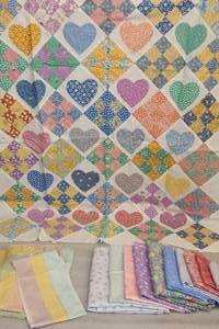 lot 57 image: Vintage Quilt Project Wall Hanging Lap Quilt Near Completion wCoordinating Bulk Fabrics