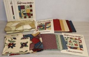 lot 21 image: Quilt Project KitThimbleberries Lazy Crazy Quilt Twelve Block Pattern Books, Fabric Etc