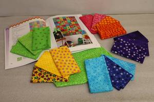 lot 27 image: Six-Block Quilt Project Kit Confetti By Possibilities wCoordinating Fabric and Pattern Book Fat Quarter Quilts