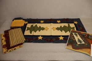 lot 32 image: Quilt Project Star Swag Runner Near Completion Includes Coordinating Fabric