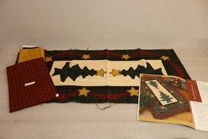 lot 33 image: Quilt Project Star Swag Runner Near Completion Includes Coordinating Fabric and Pattern Book