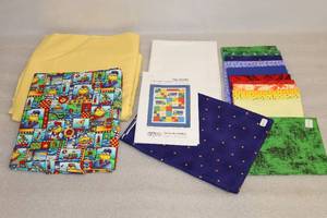 lot 46 image: Bulk Kids Fabric, Quilt Project Kit Toy Trucks By Claire Oehler wCoordinating Fabric and Pattern Booklet