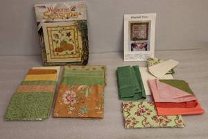 lot 47 image: Quilt Project Kits Pitcher of Daisies and Rhubarb Torte Wall Hangings wCoordinating Fabric and Pattern BookletMagazine