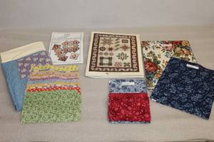 lot 54 image: (2) Quilting Project Kits Ribbon Stars Runner By Terry Atkinson for Lessons From Mama and Dresden Dining By Lois Fletcher wCoordinating Fabric and Pattern Book
