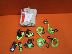 Ratchet Straps, Padlock, Canvas Drop Cloth