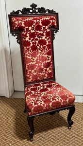 Antique Carved Rosewood Upholstered Chair