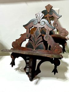Pair of Antique Folding Walnut Wall Shelves