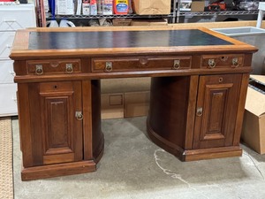 Antique Carved Twin Pedestal Desk