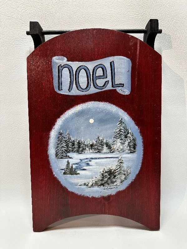 HAND PAINTED Wooden Noel Sled Art