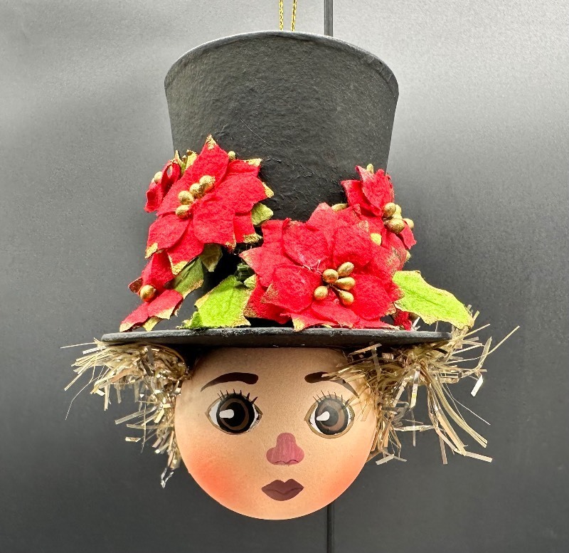 Artisan Painted Wooden Ornament with Vintage Accents #2
