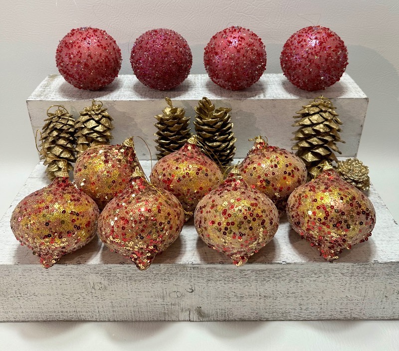 Assorted Ornaments - Pinecones, Beads and Sequins