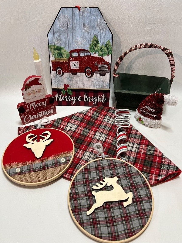 Holiday Merriment including Plaid Mini Tree Skirt and More