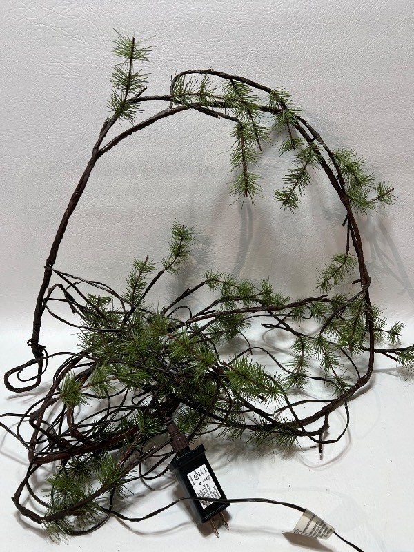 Pair of Lighted Faux Pine Garland
