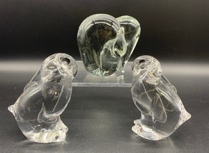 Figural Crystal Animals including Elephant and Birds - Qty 3