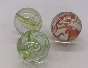 Vintage Glass Marble Shooters with Air Bubbles - Qty 3