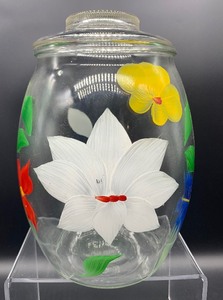 Vintage Hand Painted BARTLETT COLLINS Glass Cookie Jar