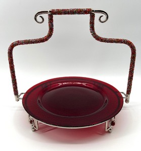 PIER 1 Serving Dish with Beaded Caddy