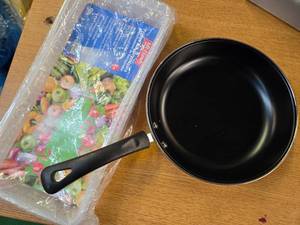 lot 108 image: Lot of One Pack Containing 2 MR Handy Fridge Bin Organizers One Smart Home Frying Pan (All are new)