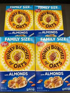 4 Family Size Boxes of Honey Bunches of Oats with Almonds