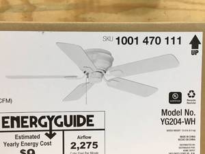 lot 51 image: Hampton Bay 44 Ceiling Fan Hawkins Model # YG204