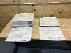 lot 106 image: MSI Lot of 20- Angora Subway 12 in. x 12 in. Polished Marble Mesh-Mounted Mosaic Floor and Wall Tile (0.97 sq. ft.Each)