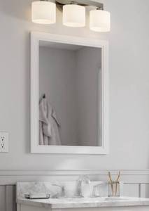 lot 47 image: allen  roth Crest Hill 22-in x 30-in Framed Bathroom Vanity Mirror (White)
