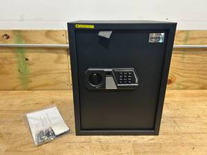 lot 6 image: TESTEDWORKING - Tenamic Safe Box 2.0 Cuft Fireproof Waterproof Home Safe, Keypad Large Lock Box Cabinet Safes, Solid Alloy Steel Office Hotel Home Safe, Black