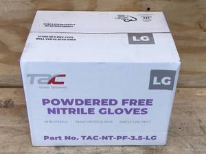 lot 156 image: Case of TAC Powdered Free Nitrile Gloves Size Large