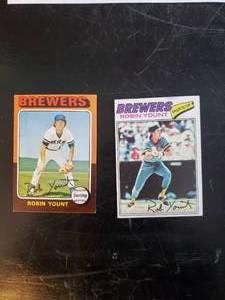 lot 28 image: 1975 Robin Yount Rookie Card Plus his 1977 Card Too