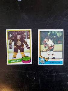 lot 33 image: Two Hall Of Famer Rookie Cards Denis Potuin and Ray Bourque