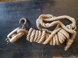 lot 36 image: Vintage Barn Pulley and Rope