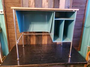 lot 46 image: Awesome Metal and Wood Vintage Desk