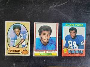 lot 56 image: Three Topps Cards Carl Eller, Chuck Foreman, Alan Page