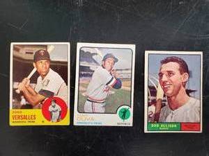 lot 59 image: Three Topps Cards Zoilo Versalles, Tony Oliva, Bob Allison