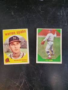 lot 74 image: Lot of Two Vintage Topps Cards Warren Spahn and Ty Cobb
