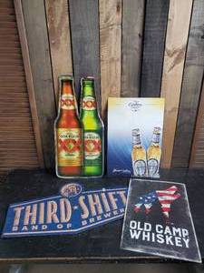 lot 97 image: Lot of 4 Misc Beer and Alcohol Metal Signs